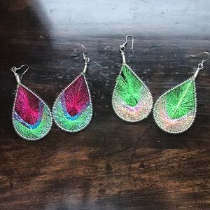 Peacock combo earring set